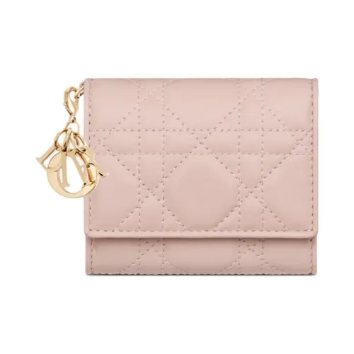 DIOR Lady Dior Soft Lambskin Clutch Lady Dior Wallet Card Holder Wallet Women's Light Pink