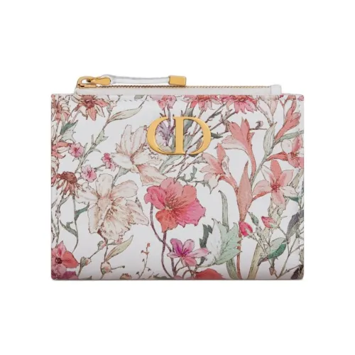 DIOR Caro Телячья кожа Кошелек Женский Белый и Многоцветный
