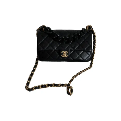 CHANEL С рельефным тиснением зернистая кожа личи коровья кожа сумка через плечо большой женский черный