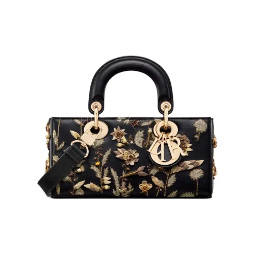 DIOR LADY D Радость Коровья кожа Сумка Lady Dior Сумка через плечо Сумка Маленькая Женская Черная