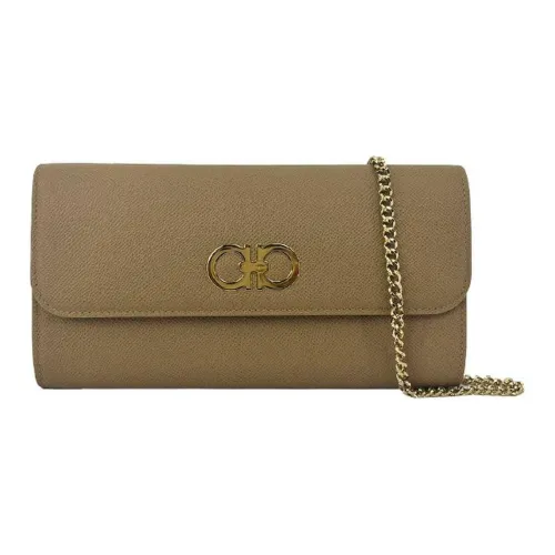 FERRAGAMO GANCINI Корова Кожа Ручная Сумка через плечо Унисекс Коричневый Зеленый