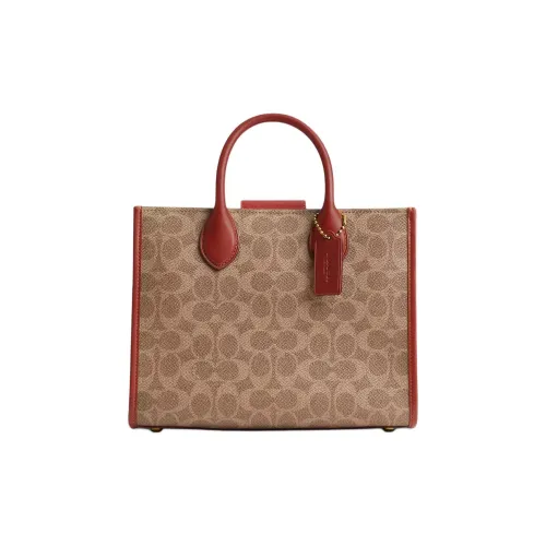 COACH Ace Покрытый холст Телячья кожа Тоут Сумка Сумка для покупок Сумка через плечо Сумка среднего размера Женская