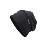 Черный искусственный мех, свободная шапка-бини