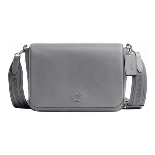 COACH Сумка с панелями из кожи и холста курьерская сумка сумка через плечо сумка на плечо средний размер унисекс серый синий