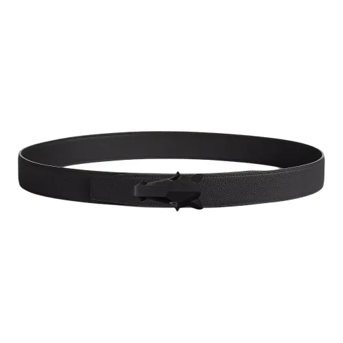 HERMES Horse Head Гладкий Mouth Кожаные ремни Мужской Черный Ширина 3,2CM