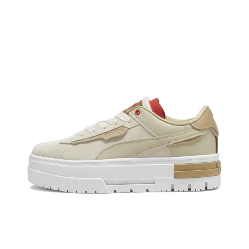 PUMA Mayze Crashed No Filter Low Top Скейтборд Кроссовки Женские Бежевый Белый Красный