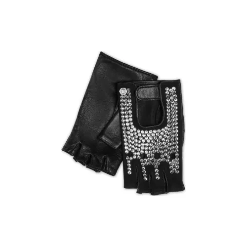 PHILIPP PLEIN Телячья кожа, шелк, кристальный, женские перчатки