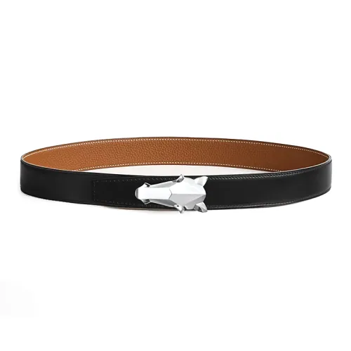 HERMES Логотип Emblem плавная застежка кожаные ремни мужской черный ширина 3,2 см