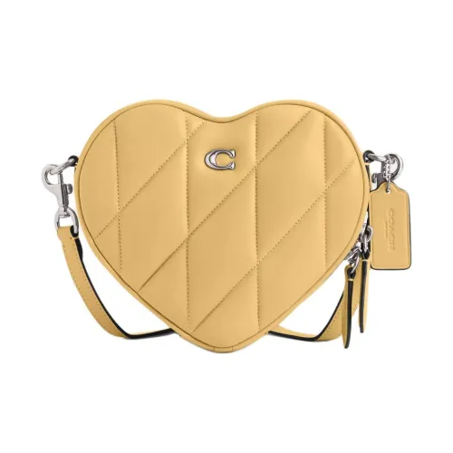 COACH Сердце Кожа Наппа Сумка в форме Сердца Сумка через плечо Маленькая Женская Желтая