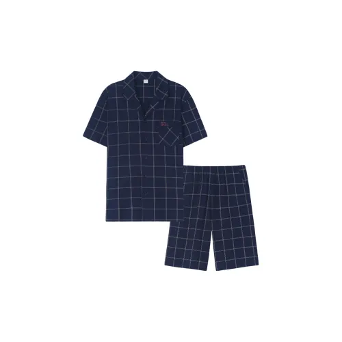 Sha Qian Пижамный комплект Летний Мужской Королевский синий