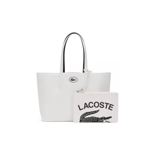 LACOSTE PVC Тоут Сумка Сумка для покупок Сумка Большая Женская Белая Темно-зеленая