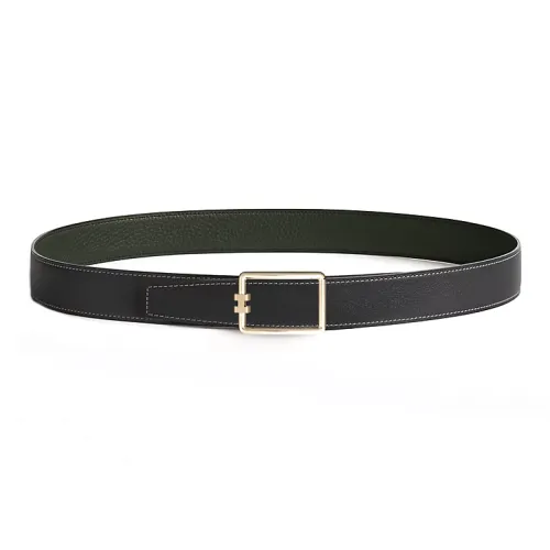 HERMES H-образные детали плавная застежка кожаные ремни мужской черный ширина 3,2 см