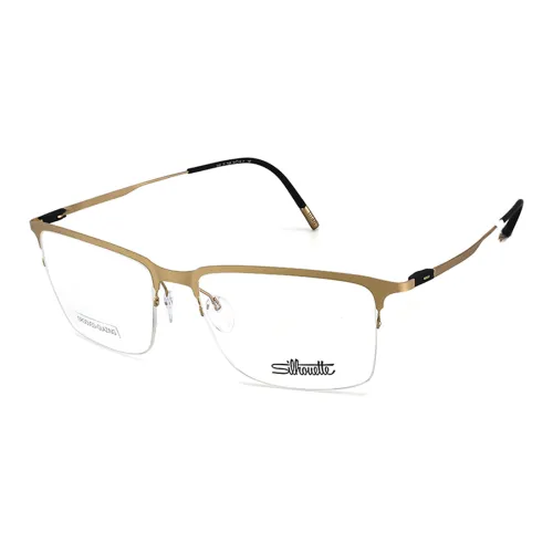SILHOUETTE And Titanium Rectangular Eyeglass Frames Unisex Gold