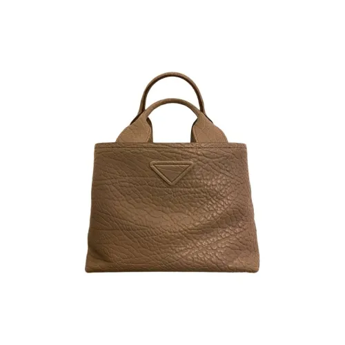 PRADA Телячья кожа Тоут Сумка Сумка для покупок Сумка Женская Темно-верблюжий