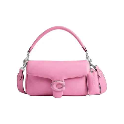 COACH Pillow Кожа Портативный Crossbody Сумка Сумка через плечо Маленькая Женская Ярко-розовая