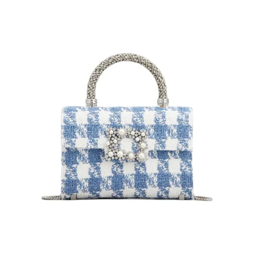 Roger Vivier Ткань Клатч Сумка через плечо Сумка Мини Женская Белая и Синяя