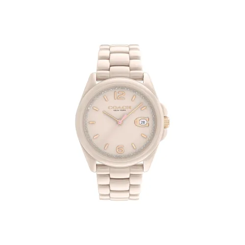 COACH Наручные часы Кварцевый механизм Керамика Ремешок 36 мм Бежевый циферблат Женские часы