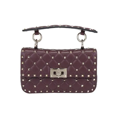 Valentino ROCKSTUD SPIKE Телячья кожа Сумка через плечо Сумка на плечо Женская Бордовый