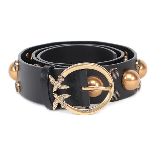 PINKO Круглый Stud Украшение Кожаные ремни Женские Черный Ширина 4CM