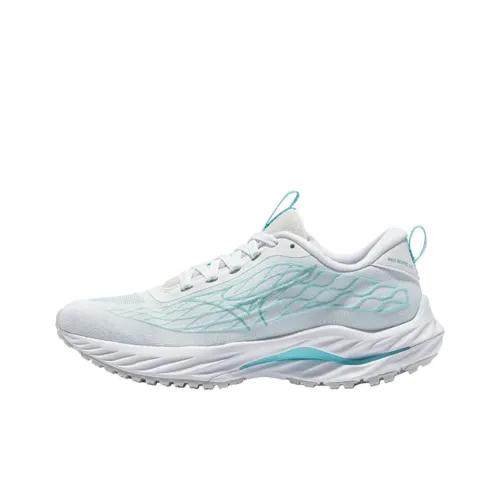 Кроссовки для бега Mizuno Wave Inspire 20, низкий топ, белый/серый, зеленый/бирюзовый, женские
