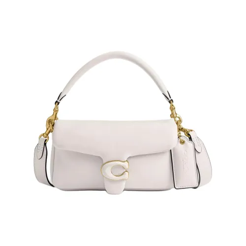 COACH Pillow Напп Кожа Через плечо Одно плечо Сумка Маленькая Женская Латунь Мел Белый