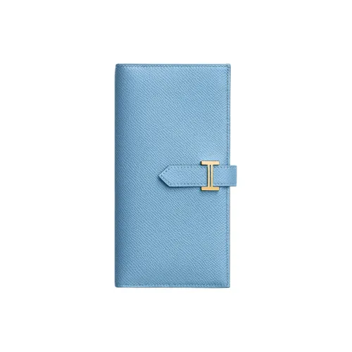 HERMES Bearn Epsom Телячья кожа Кошелек Женские 7N Celeste Небесно-голубой