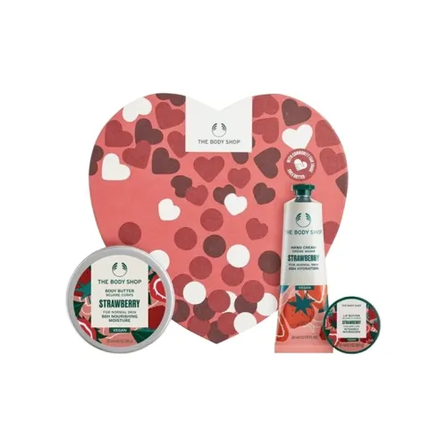 TheBodyShop Сладкий Клубничный Набор с посланием любви для ухода за телом Крем для тела 50 мл + Крем для рук 30 мл + Бальзам для губ 10 мл