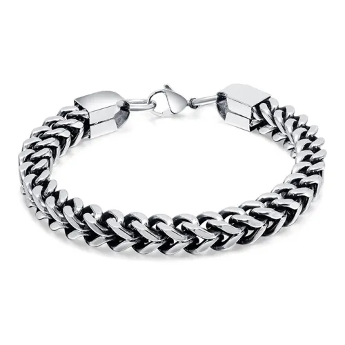 AKAK Титановый стальной браслет мужской серебряный