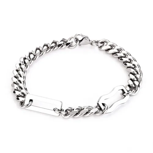 AKAK Титановый стальной браслет мужской серебряный