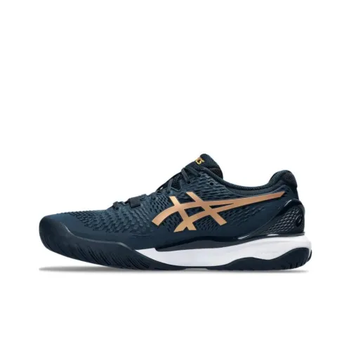 Asics Gel Resolution 9 Low Топ Кроссовки для тренировок Мужские Синий Золото Белый
