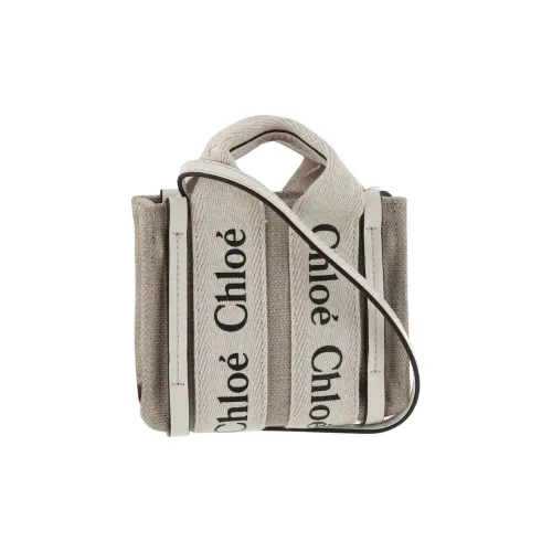 Chloe Холст и кожа Тоут Сумка Сумка для покупок Сумка через плечо Сумка Женская Серый и Белый