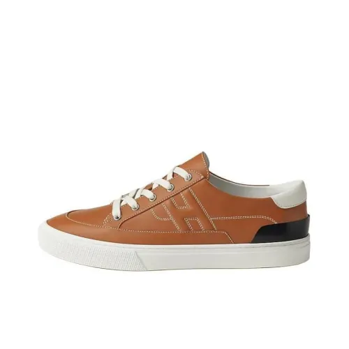 HERMES Deep Low Топ Скейтборд Кроссовки Мужские Коричневые