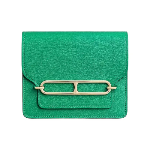 HERMES Roulis Овчина Клатч Бананка Кошелек Женские 6W Menthe Мятно-зеленый