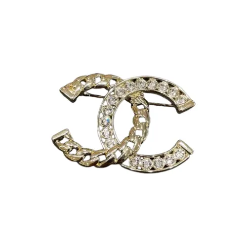CHANEL Rhinestone Brooches Women's Gold
