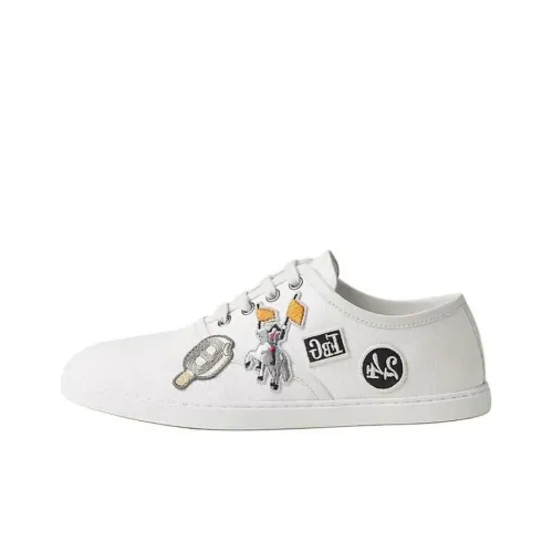 HERMES Low-Top Canvas Shoes White Women's