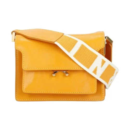 MARNI Основная часть Коровья кожа Сумка через плечо Сумка на плечо Женская Апельсин