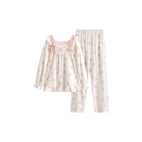 FENTENG Пижамный комплект женский цвет вишневый цветок розовый