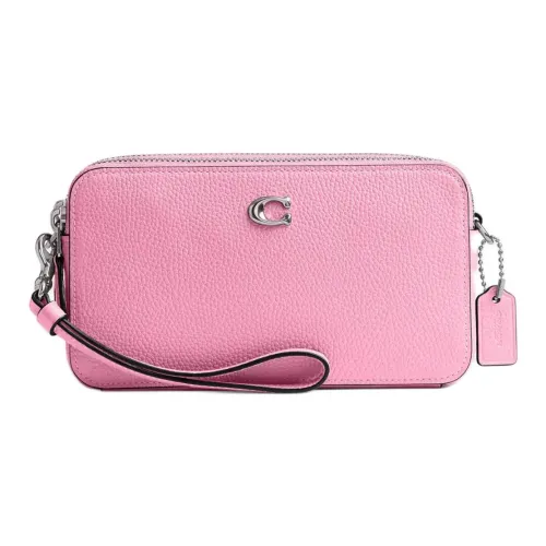 COACH Kira (Красный) Зернистая текстура кожа Личи Кожа Клатч Сумка через плечо Маленькая Женская Ярко-розовая