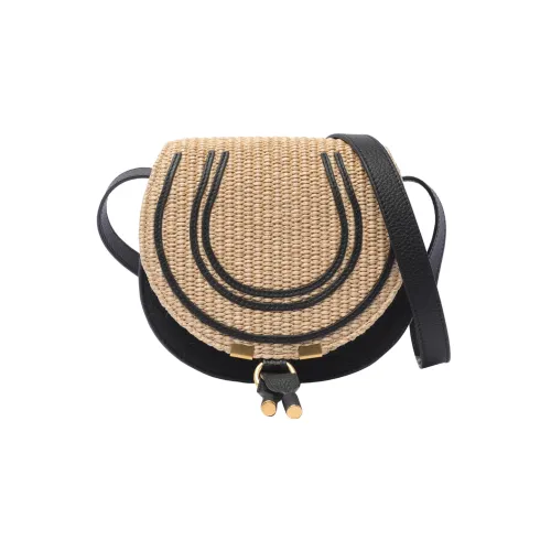 Chloe Marcie Raffia с Linen Cross-body Сумка Маленькая Женская Черный Natural