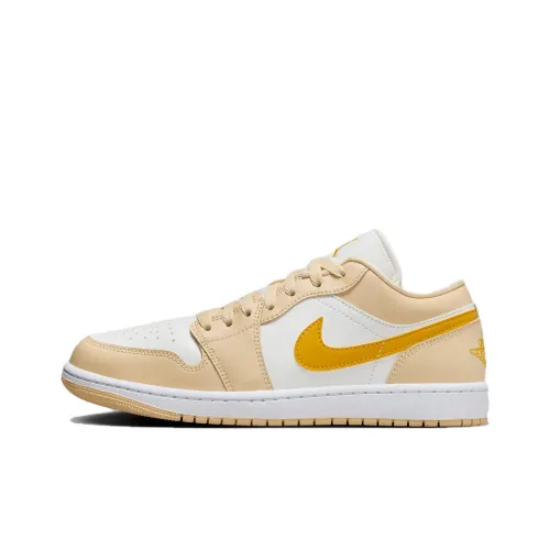 Jordan Air Jordan 1 Скейтборд Кроссовки Низкие Бежево-Желтые Женские