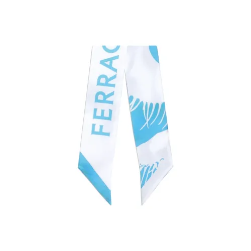 FERRAGAMO Шелковые шарфы Женские Синий Белый