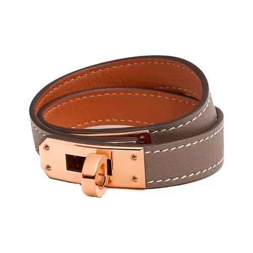 HERMES Телячья кожа Розовое золото Тон покрытие Браслеты Женские Серый