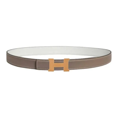 HERMES Двойной Sided H Дизайн Smooth Clasp Кожаные ремни Женские Ширина 2,4CM