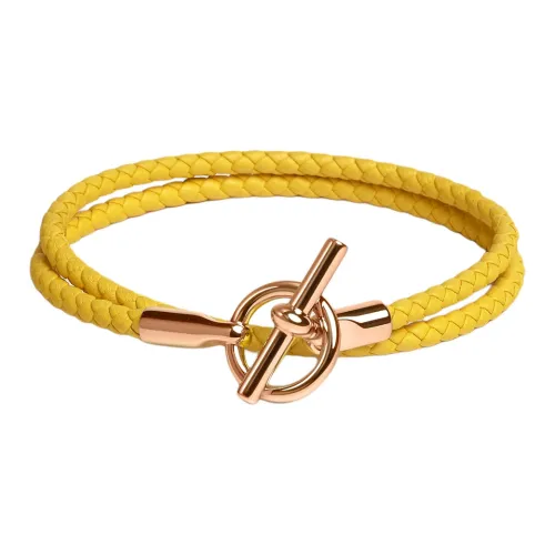 HERMES Телячья кожа Розовое золото Тон Покрытие Браслеты Женские Желтый