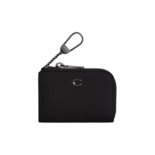 COACH L Zip Кожа Key Pouch Мини Мужской Черный