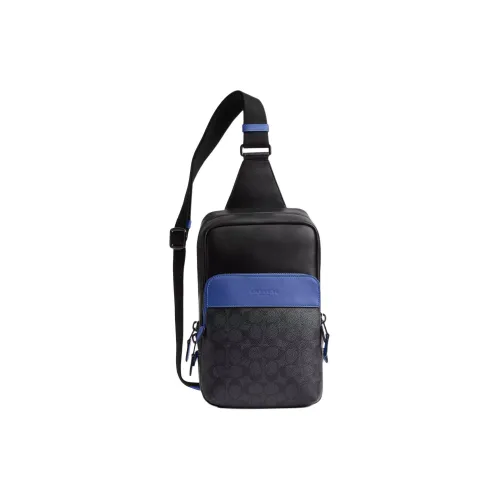 COACH Gotham Покрытый холст Сумка через плечо Маленькая Мужская Угольный Черный