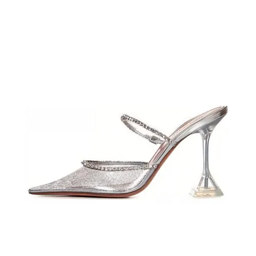 AMINA MUADDI Домашние тапочки 9,5 см Женские Серебряные