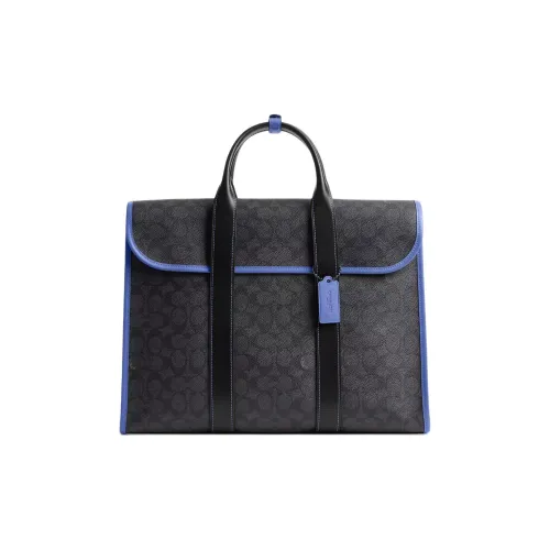 COACH Gotham Покрытый холст Доска для ноутбука Сумка Большая Мужская Уголь и Черника