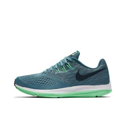 Nike Zoom Winflo 4 Нескользящий Легкий MID Топ Винтажные Баскетбольные Кроссовки Мужские Синие Зеленые