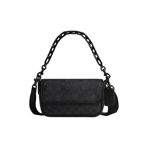 COACH Charter Покрытый холст Сумка через плечо Сумка через плечо Маленькая унисекс Угольный черный